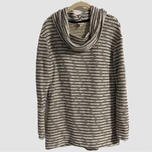 Merona Textured Black & White Cowl Neck Sweater Rayon/Cotton Blend Size Medium